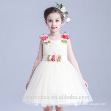 new model girl dress gauze princess dress sleeveless flowers child white angel dress